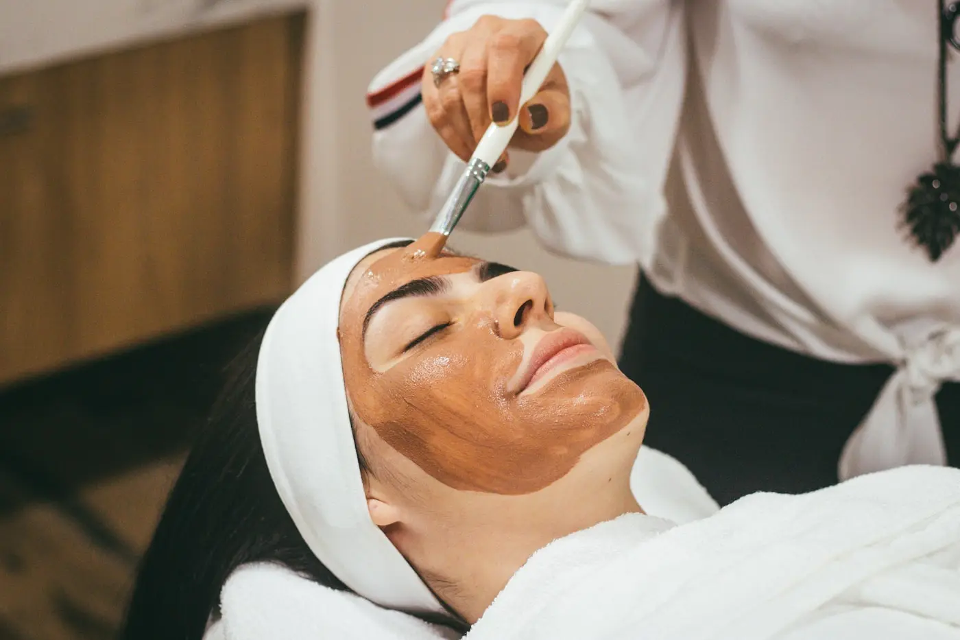 Hydrating facial mask applied during a treatment at Levirgo Aesthetics Clinic, for clients from Notting Hill